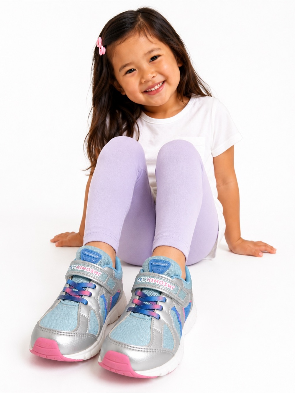 Tsukihoshi Silver Sky Sneakers Girls Size 11 Silver Pink Blue Athletic Shoes